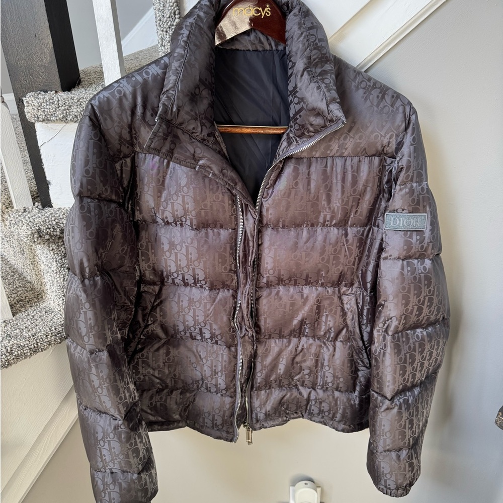 Dior Mens Grey Logo Puffer Jacket